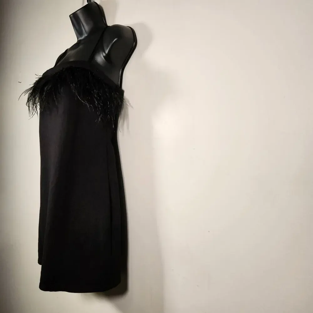 WILD FABLE Knit Mini Dress Womens M Black Feather Stretch Cocktail Goth Witchy - Picture 8 of 12
